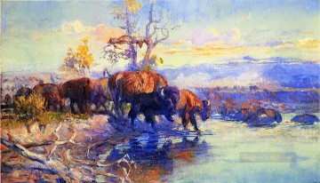 牛 雄牛 Painting - 彼の心は眠っている 1911 チャールズ マリオン ラッセル ヤク
